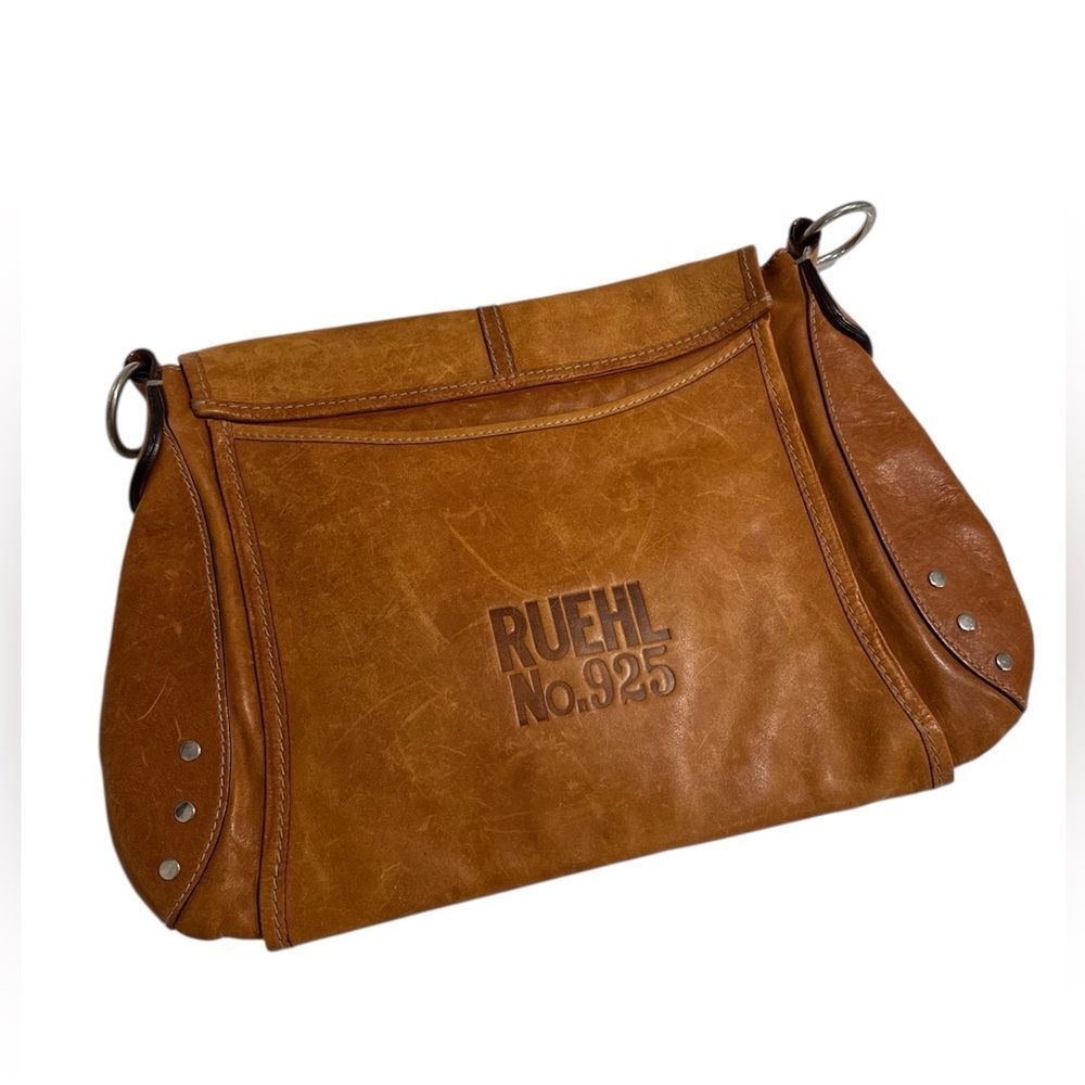 RUEHL NO.925 VINTAGE
COGNAC LEATHER CROSSBODY BAG EUC